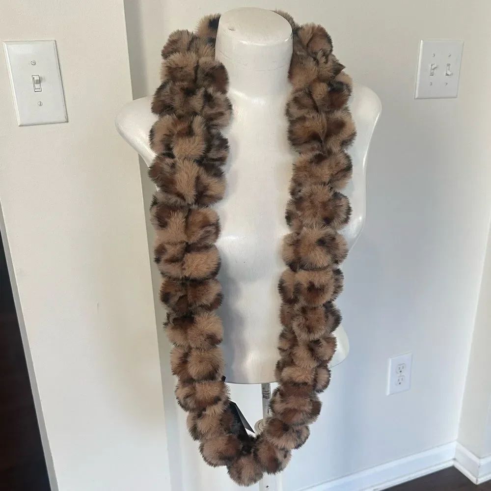 Marcus Adler Faux Fur Pom Pom Infinity Scarf NWT